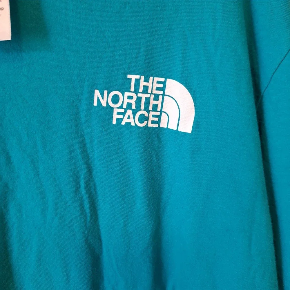 The North Face Mens Circular Design Long Sleeve Logo T-Shirt Teal Blue Large